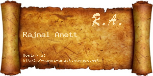 Rajnai Anett névjegykártya
